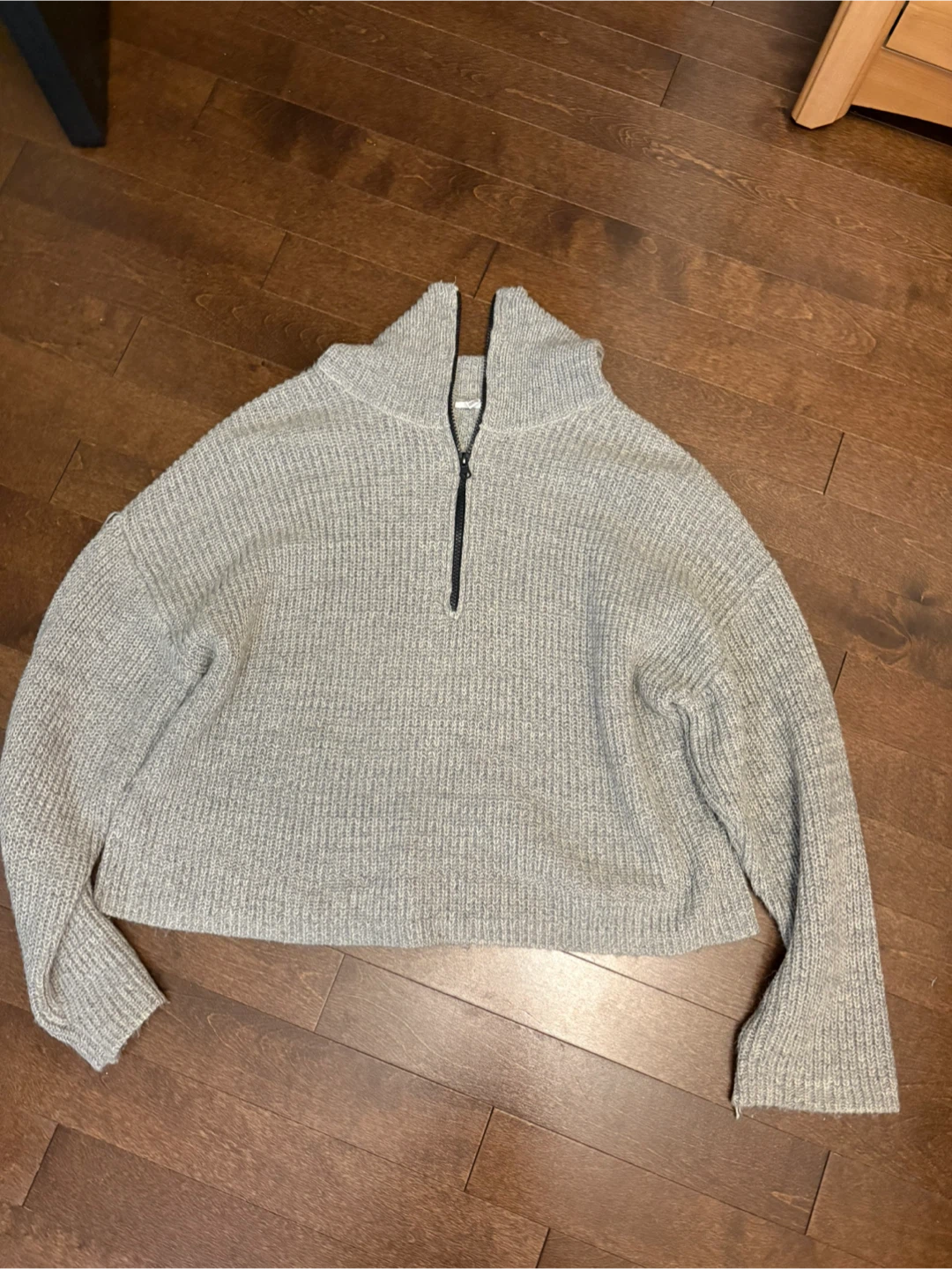 GARAGE Grey Ribbed 1/4 Zip Sweater