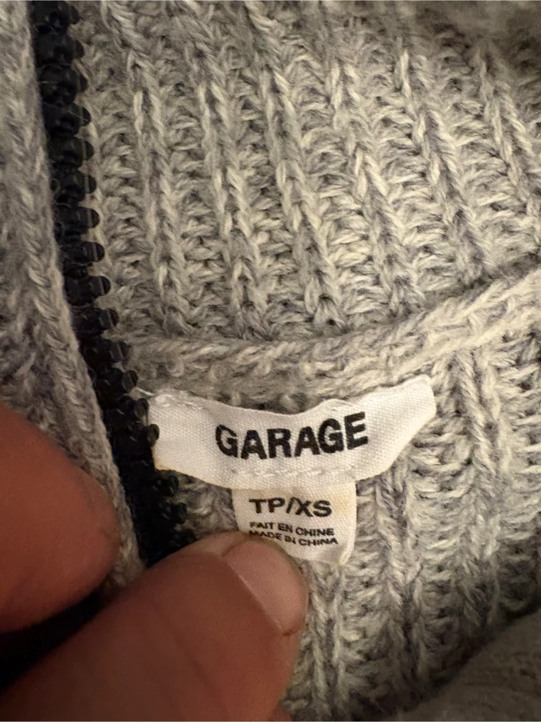 GARAGE Grey Ribbed 1/4 Zip Sweater - photo 2
