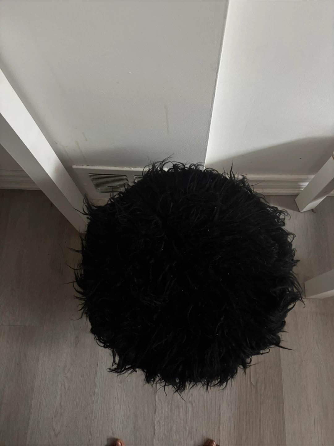 Black Faux Fur Storage Ottoman Footstool - photo 4