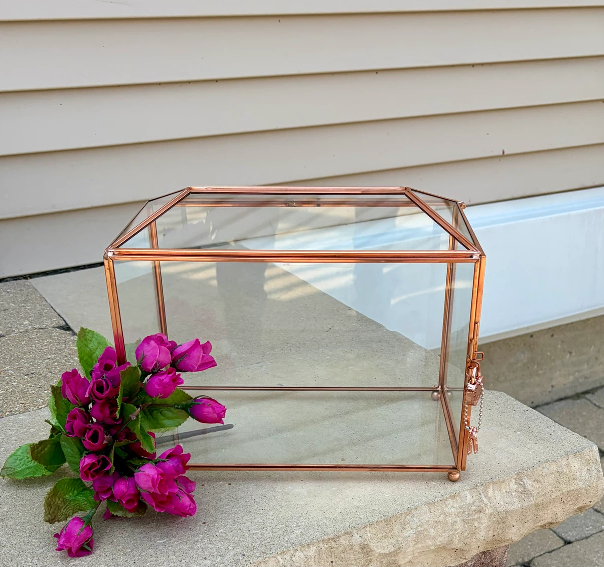 GLASS WEDDING CARD BOX WITH LOCK & HEART KEY