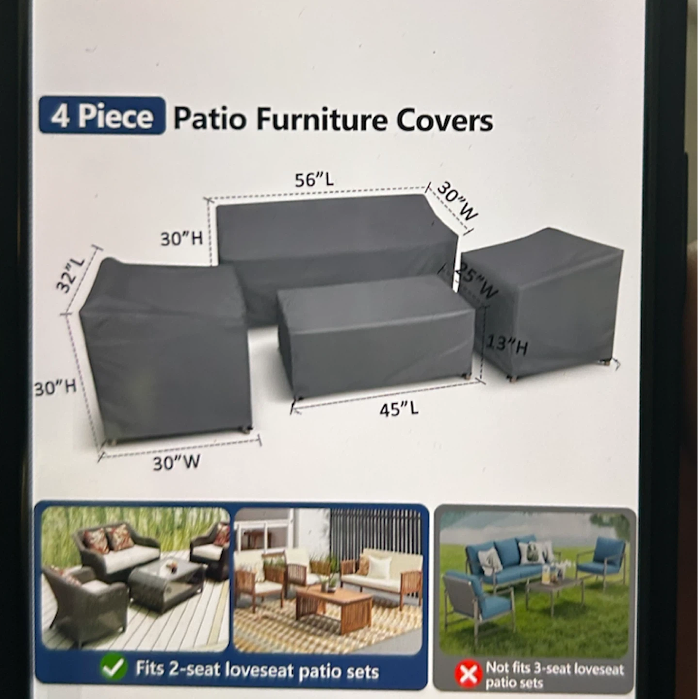 STARTWO 4 Piece Patio Furniture Covers