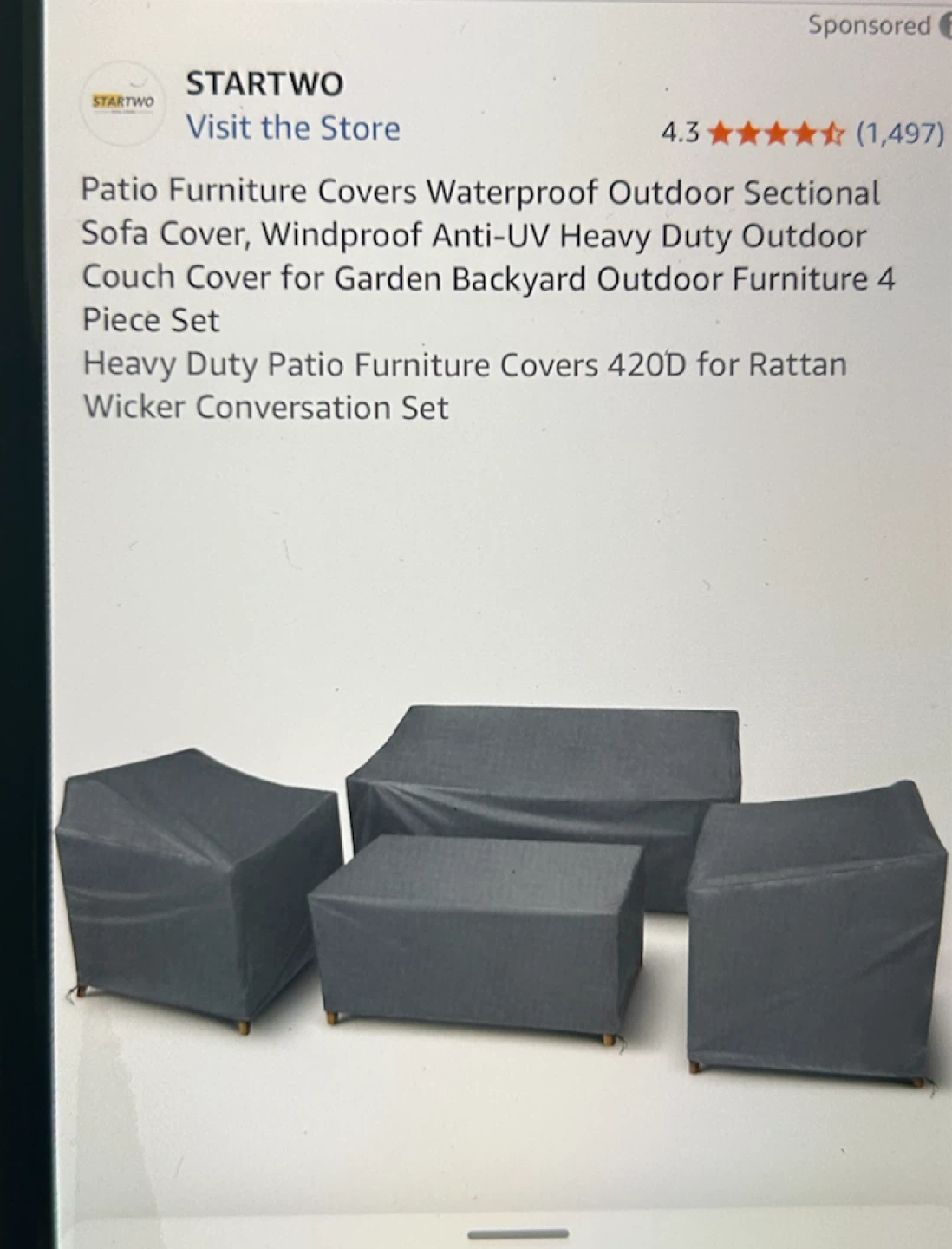 STARTWO 4 Piece Patio Furniture Covers - photo 2