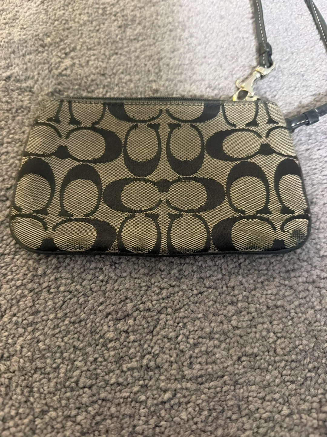 Coach Signature Monogram Canvas Wristlet