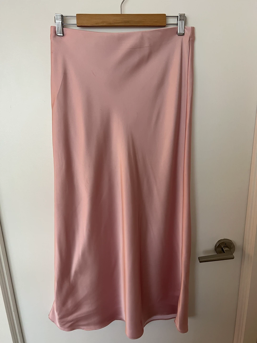 ZARA Pink Satin Midi Skirt Size S