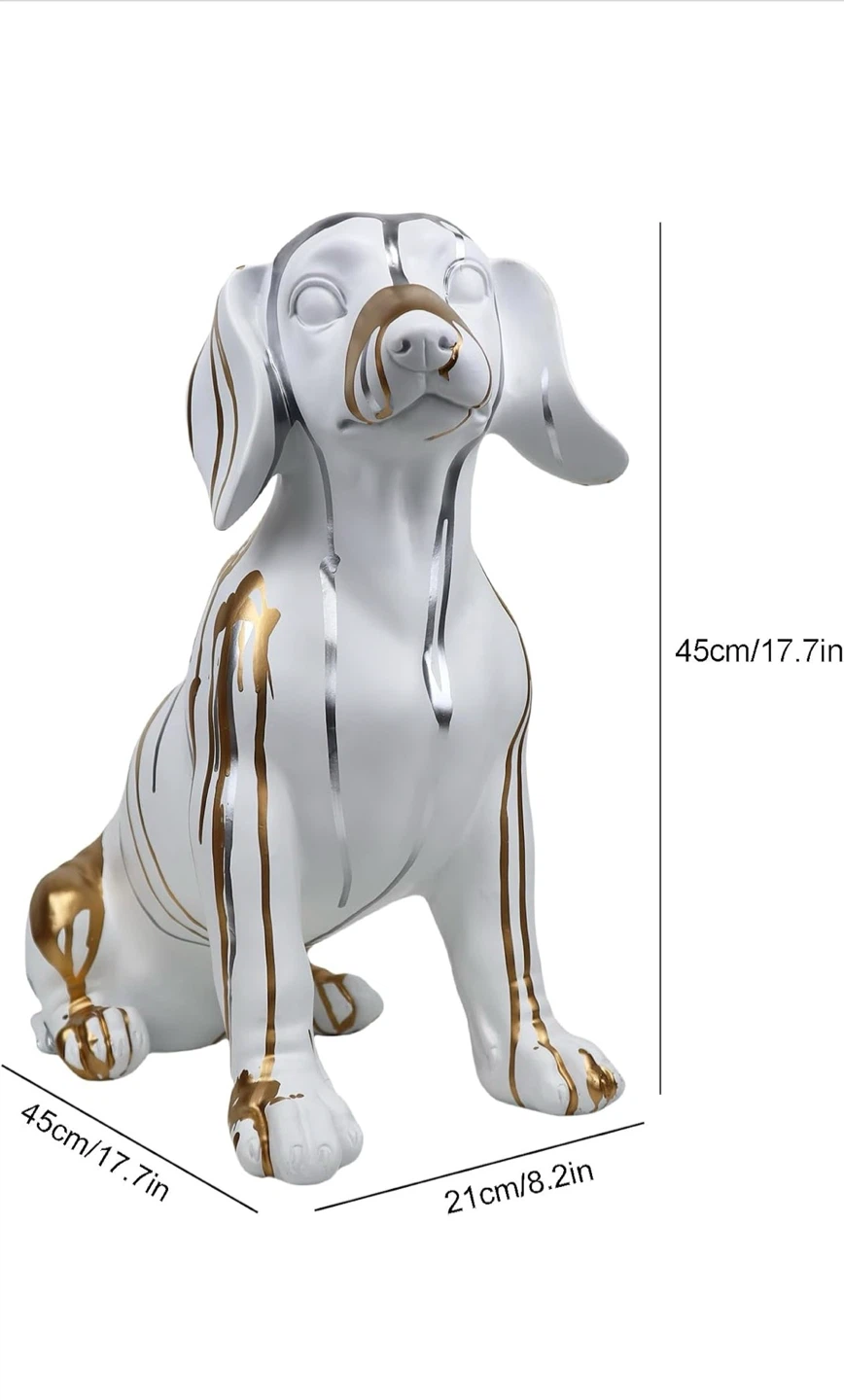 White and gold dachshund statue - photo 2