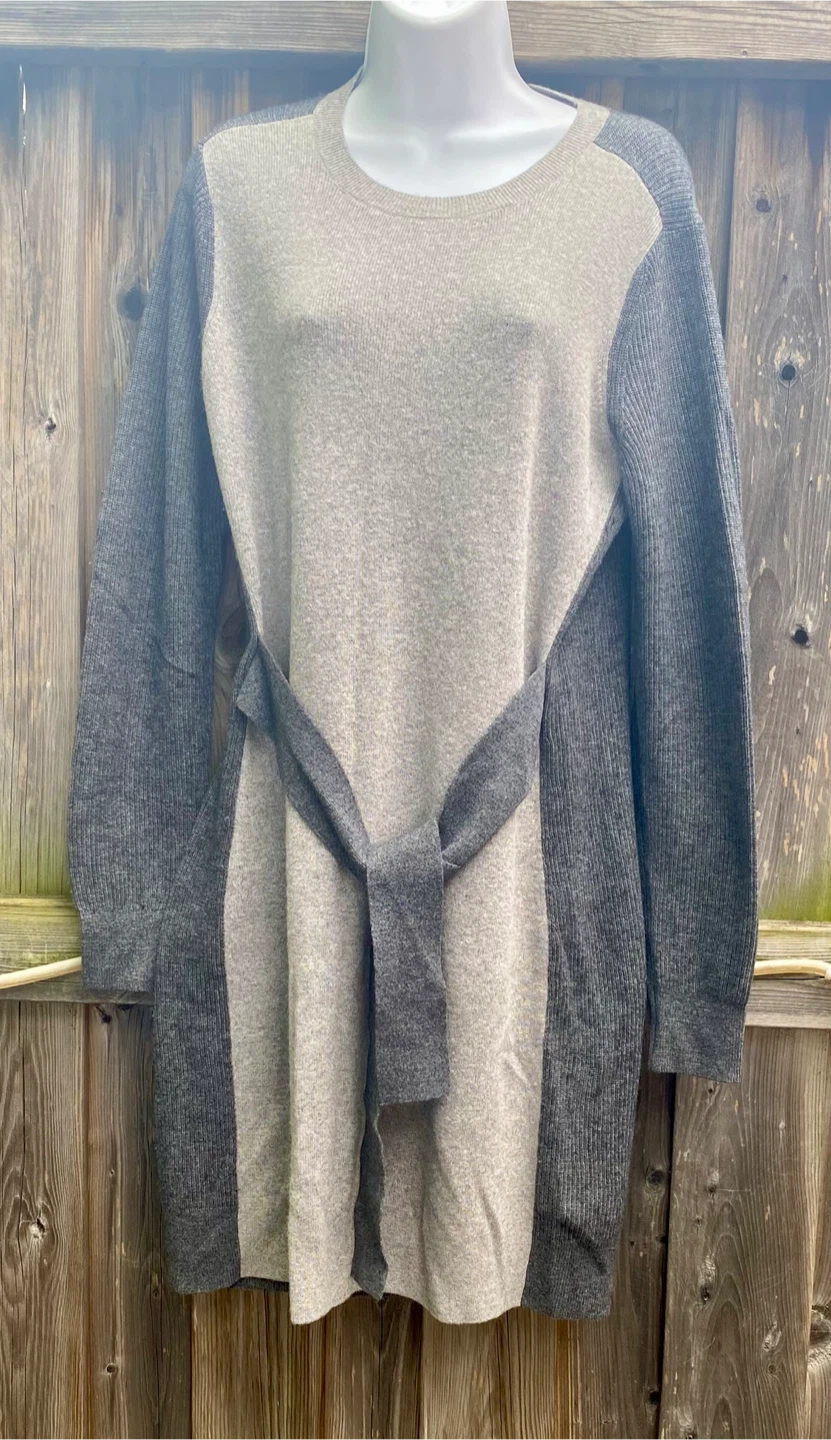 Club Monaco Grey Knit Merino Wool Blend Dress Large