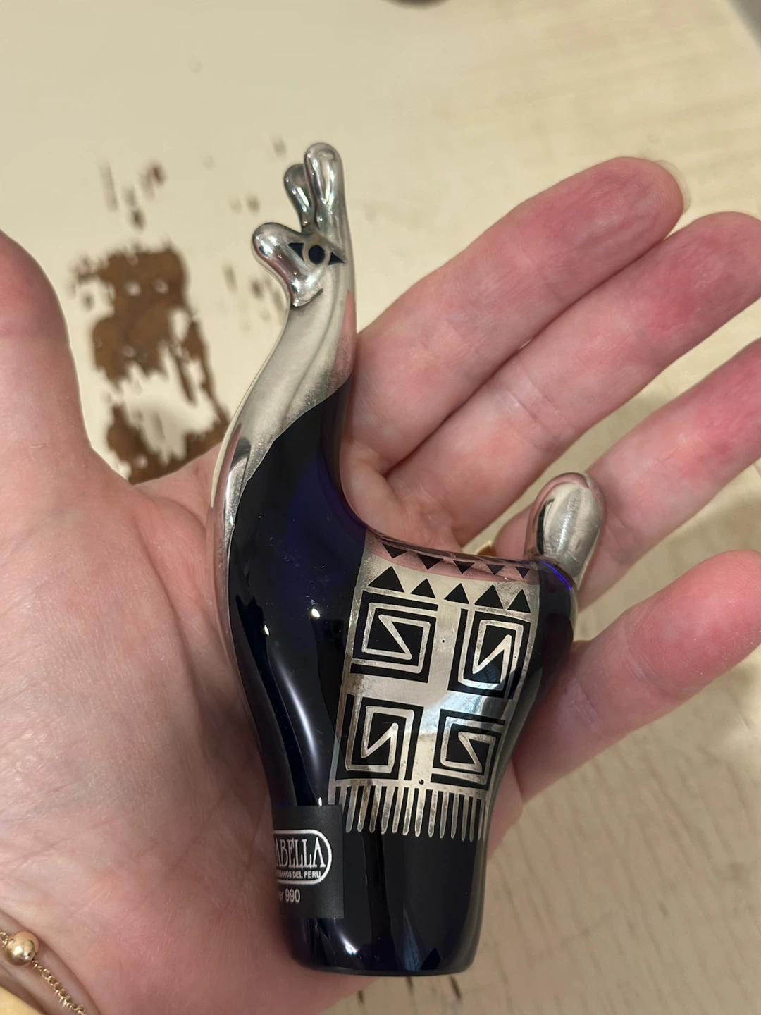 Copabella Silver 990 Cobalt Blue Glass Llama Pair - photo 3