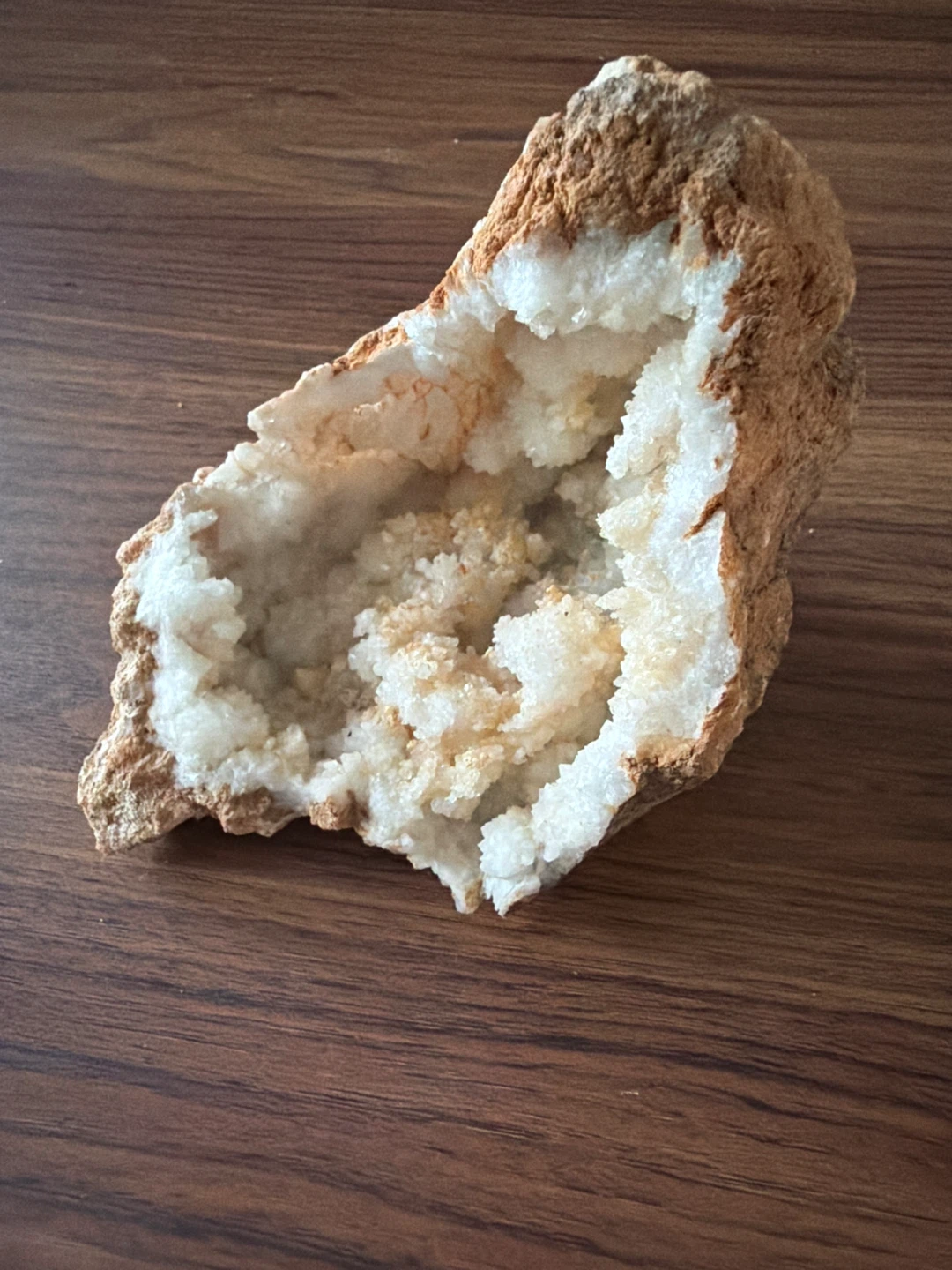 Natural white crystal geode specimen