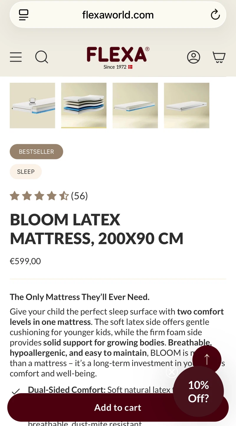 FLEXA Latex Mattresses (Kids/Junior) — 90x200cm