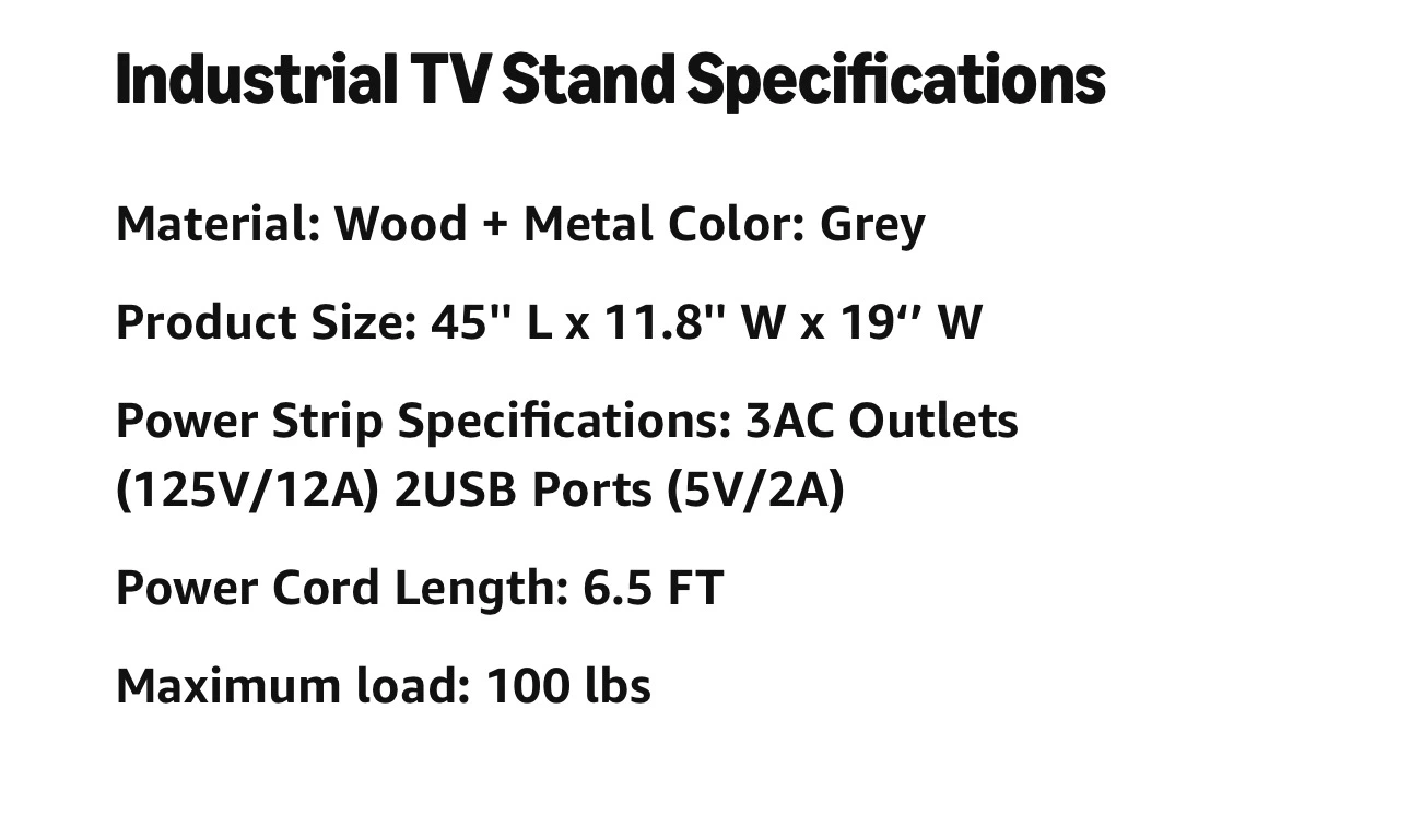 BTY Farmhouse Wooden TV Stand with Built-in Power Strip - photo 4