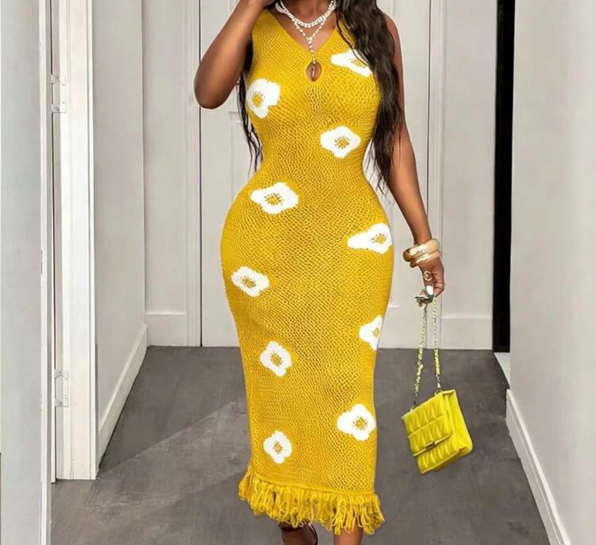 Yellow Knit Maxi Dress (never worn -new) - photo 3