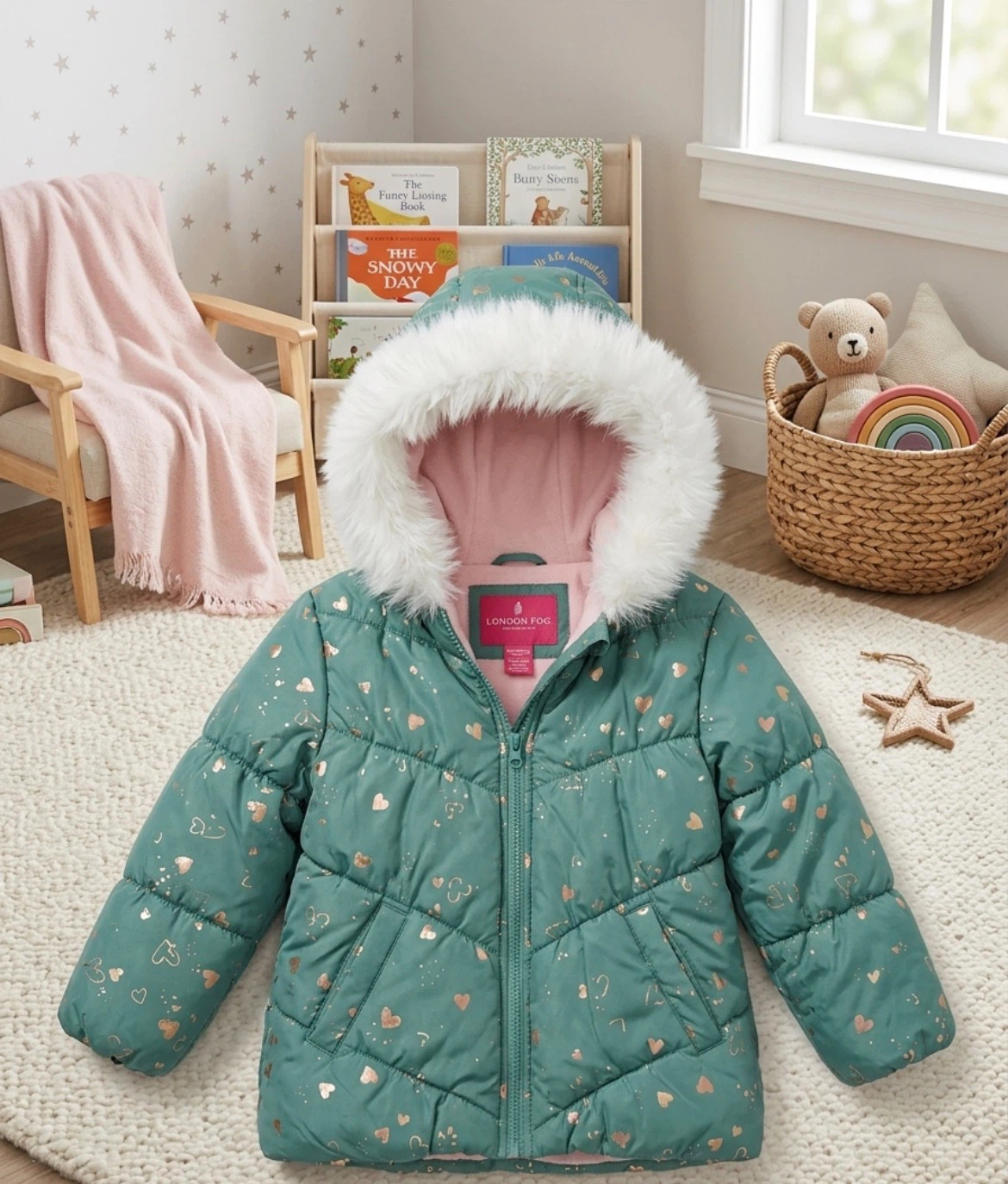 London Fog Girls Puffer Jacket with Hood