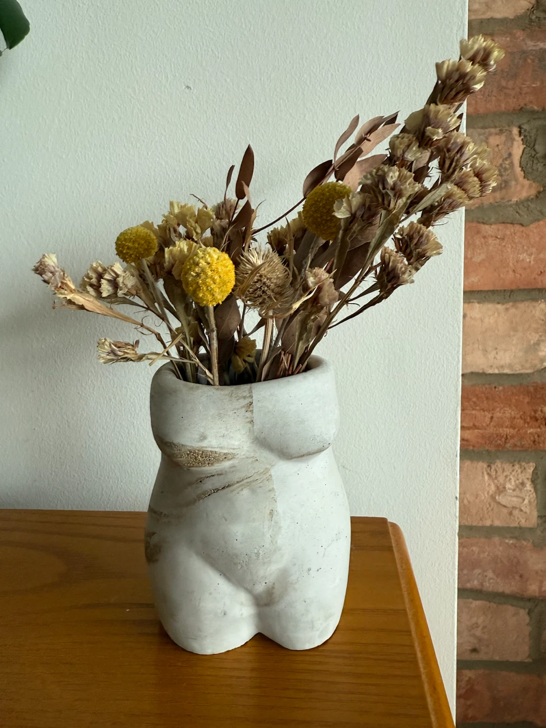 Body Shaped Vase with Dried Flowers