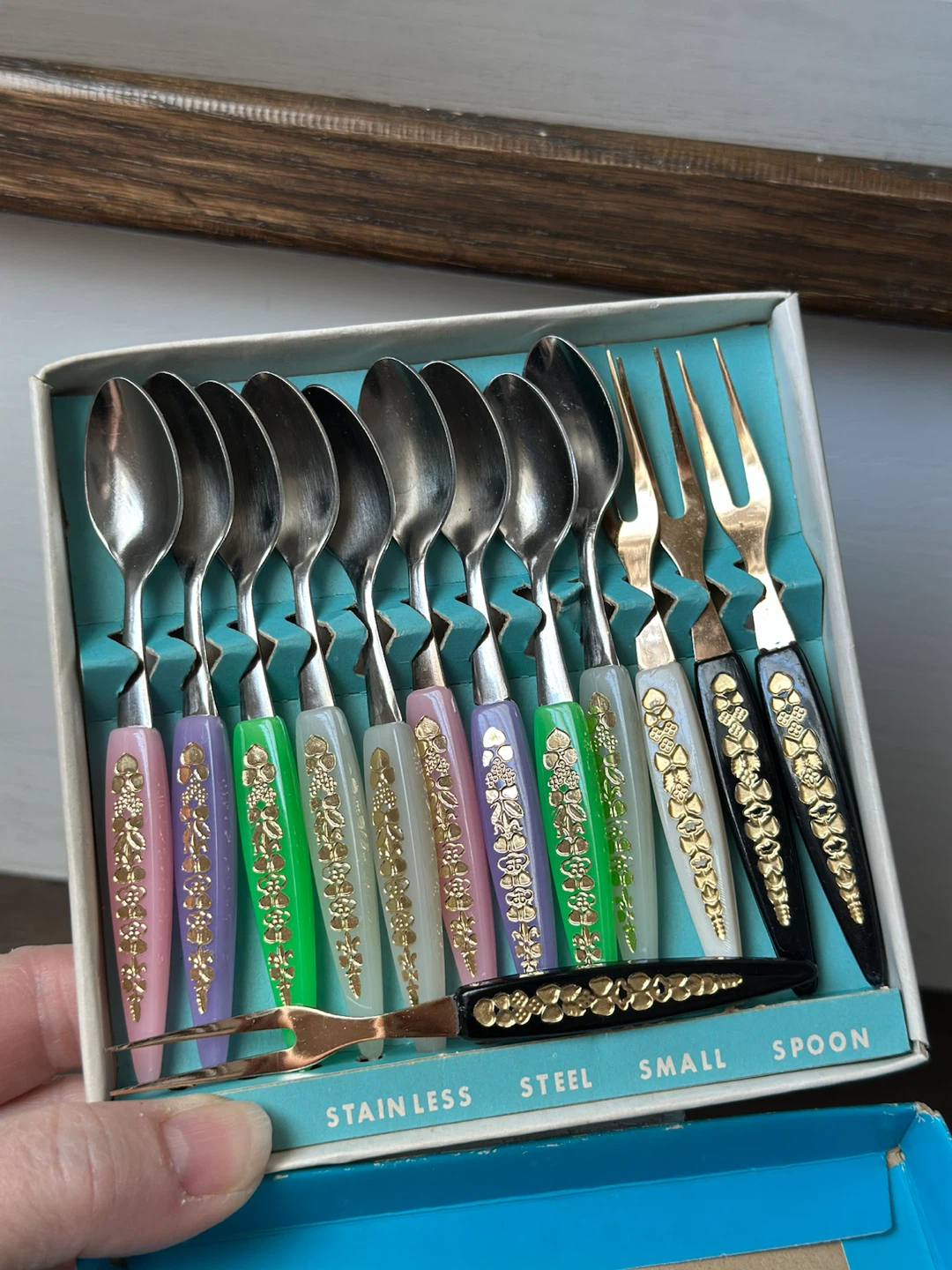 Vintage Japanese 12pc stainless steel small spoon and fork set