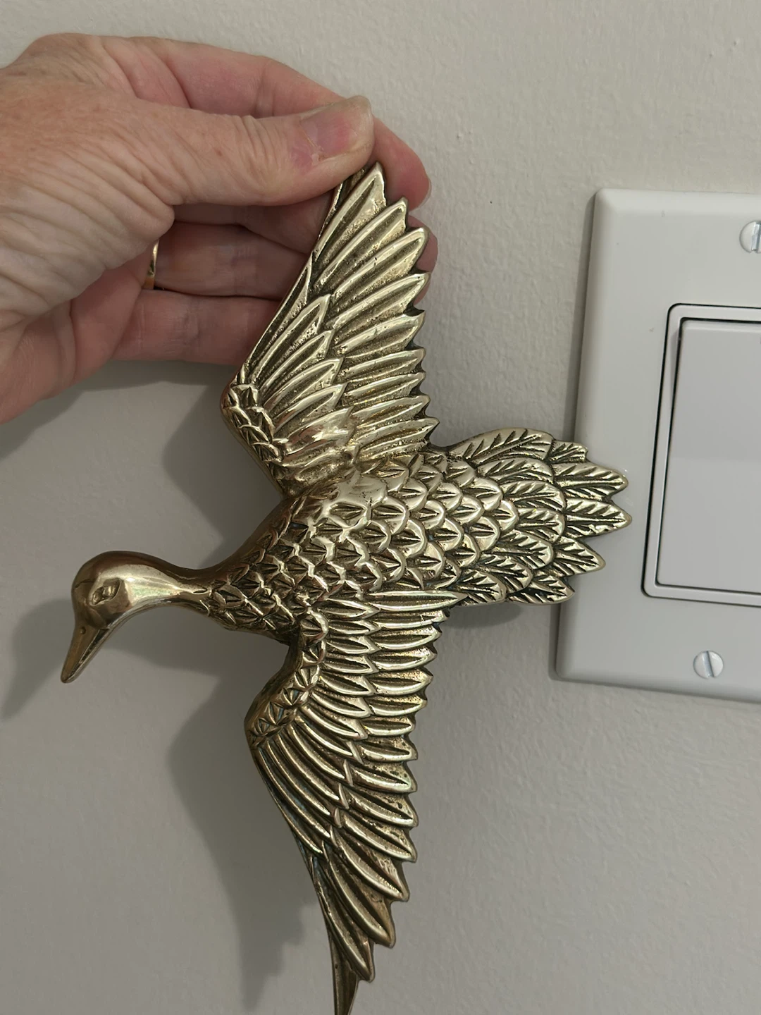 Vintage 1970’s Solid Brass Flying Duck Wall Decor
