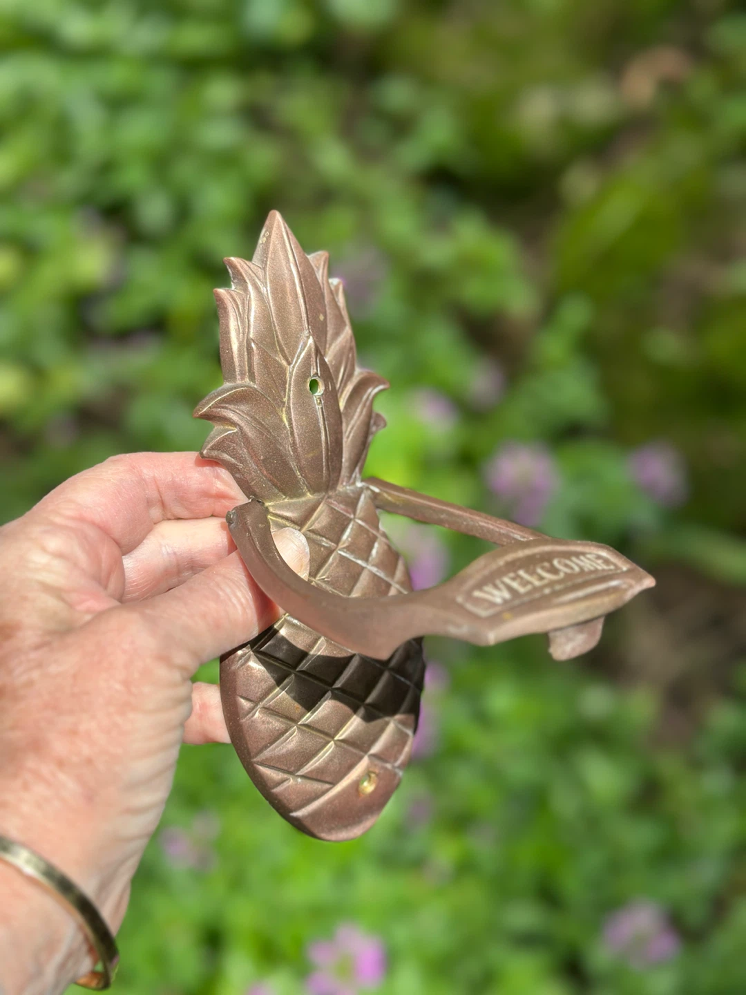 Vintage Brass Pineapple Welcome Door Knocker - photo 3