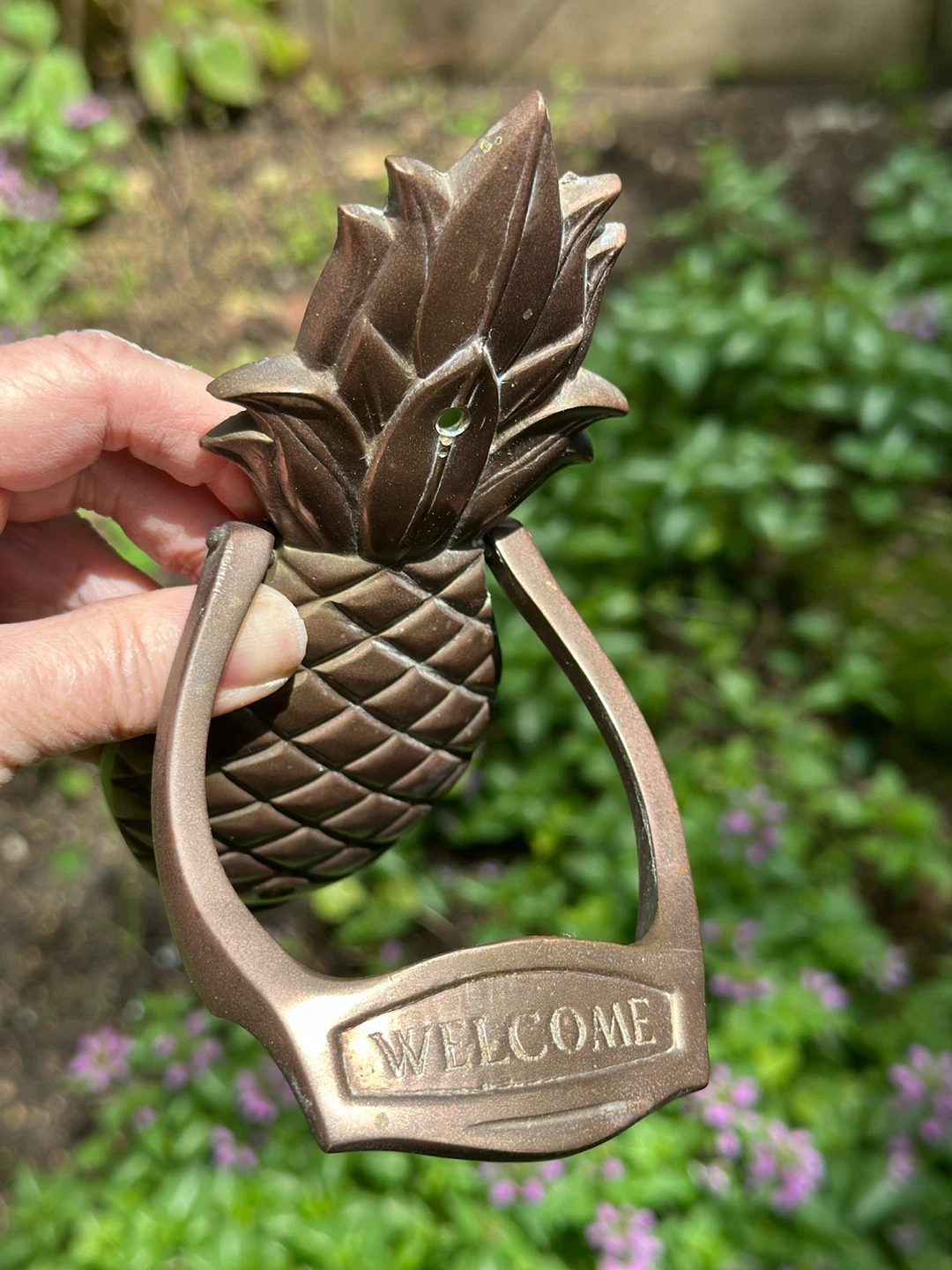 Vintage Brass Pineapple Welcome Door Knocker - photo 4