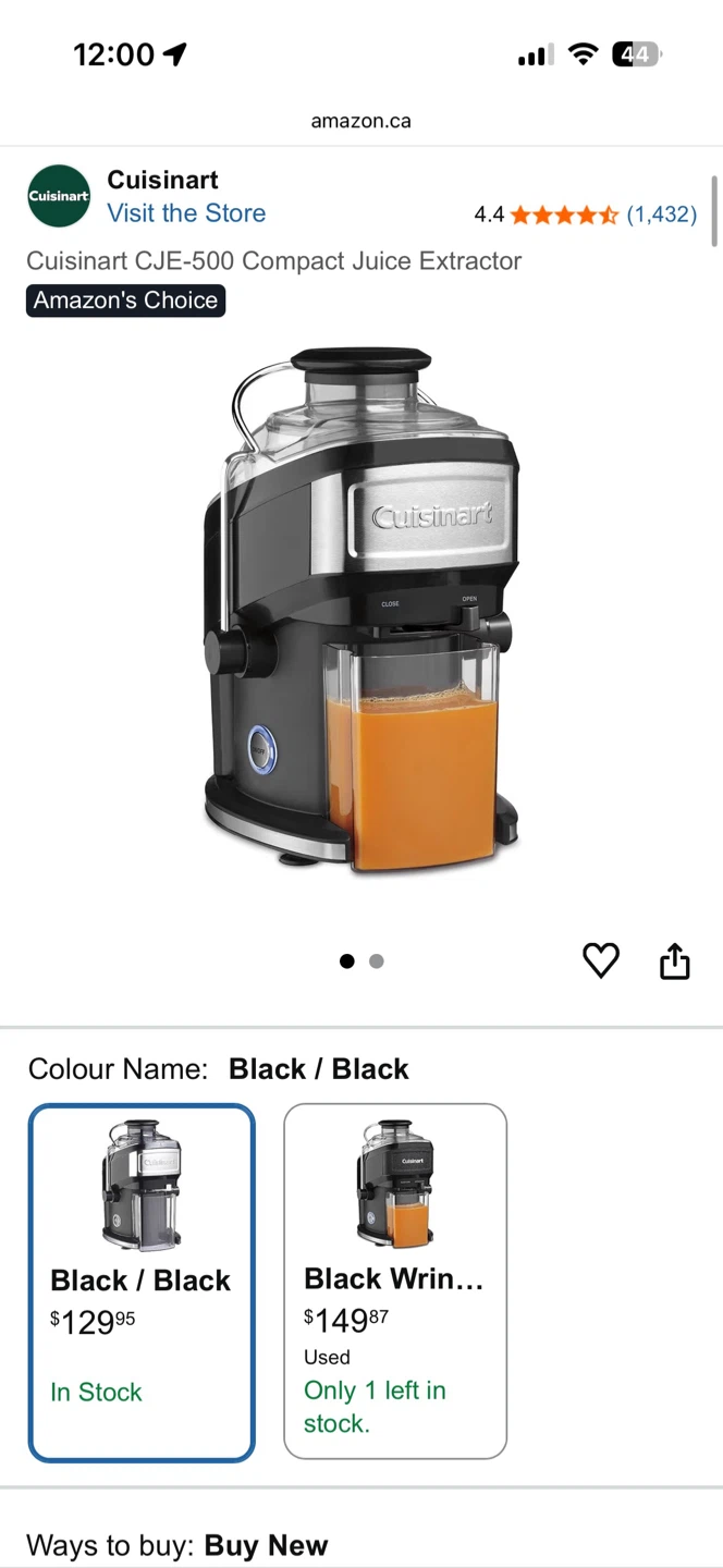 BNIB Cuisinart CJE-500 Compact Juice Extractor