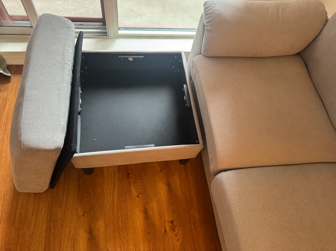 79" Upholstered L-Shaped Sofa with Ottoman - photo 3