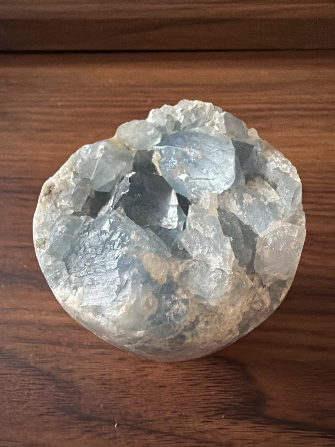 Natural blue celestite geode