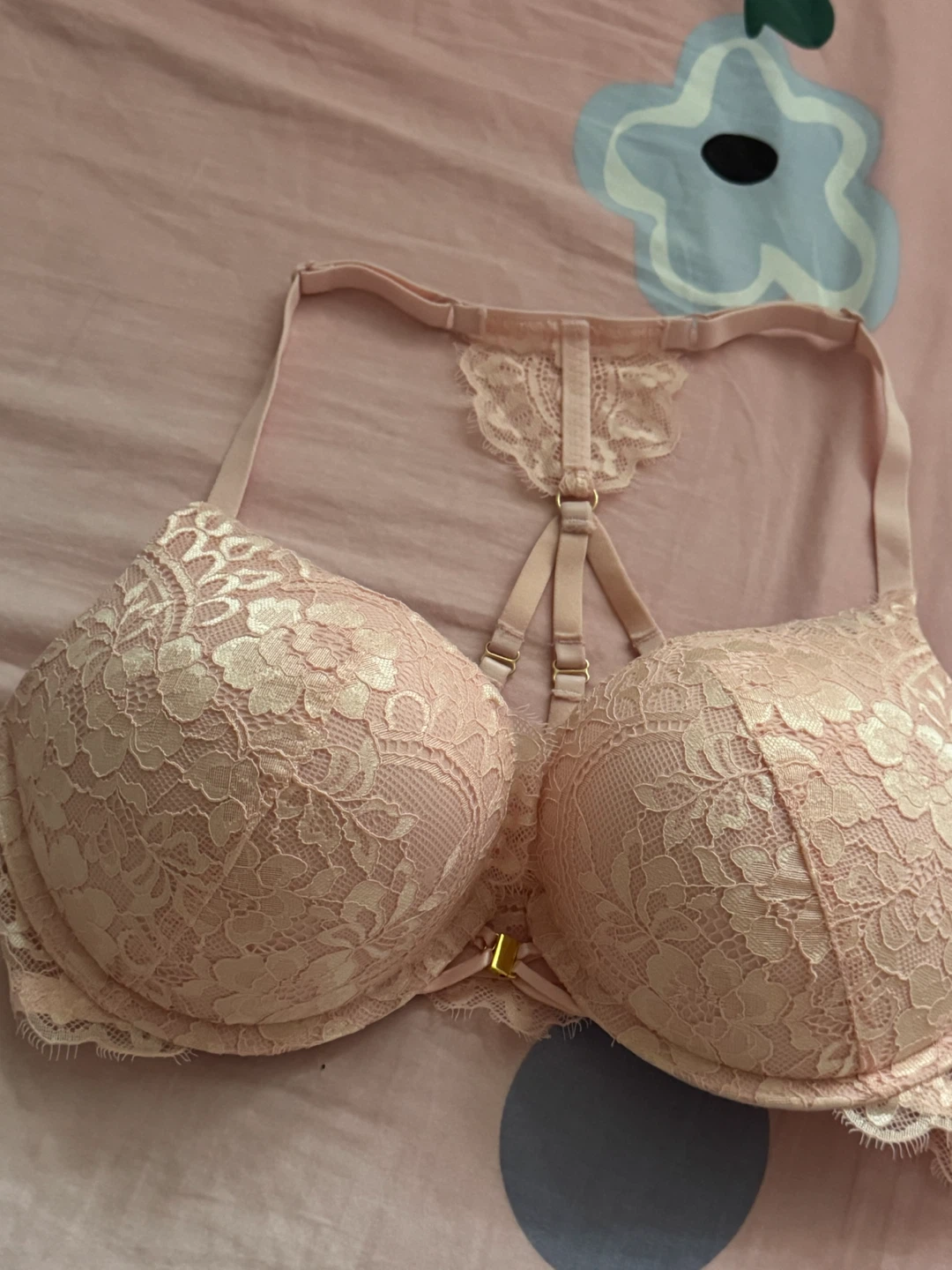 La Senza Pink Lace Plunge Bra