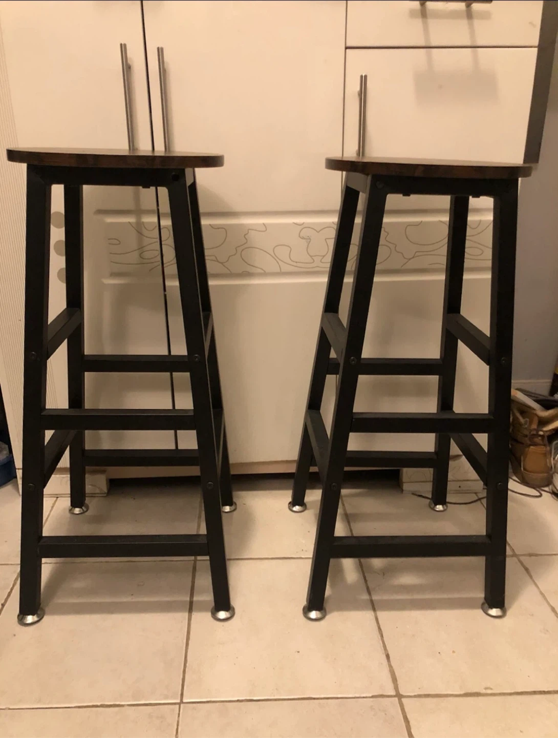 Rustic Wood Bar Stools- Set of 2