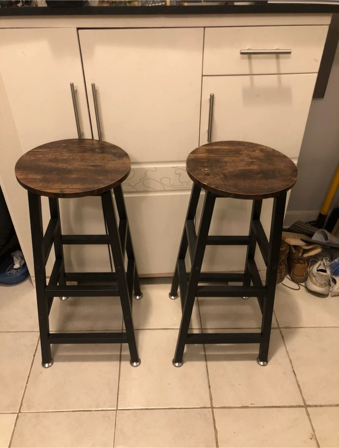 Rustic Wood Bar Stools- Set of 2 - photo 2