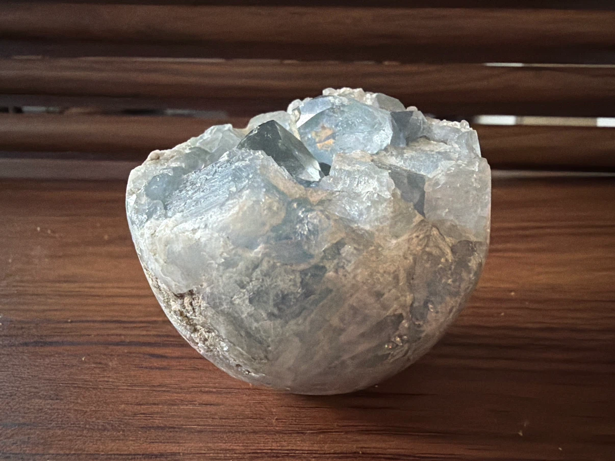 Natural blue celestite geode - photo 2