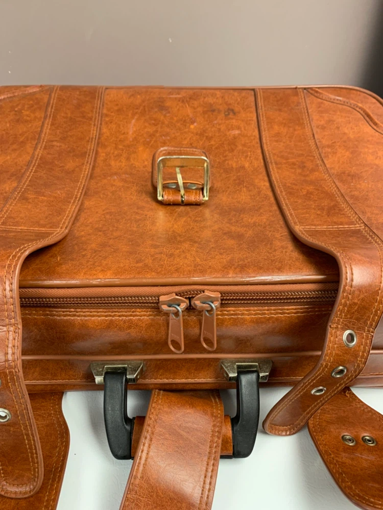 Vintage Brown Faux Leather Suitcase - photo 2