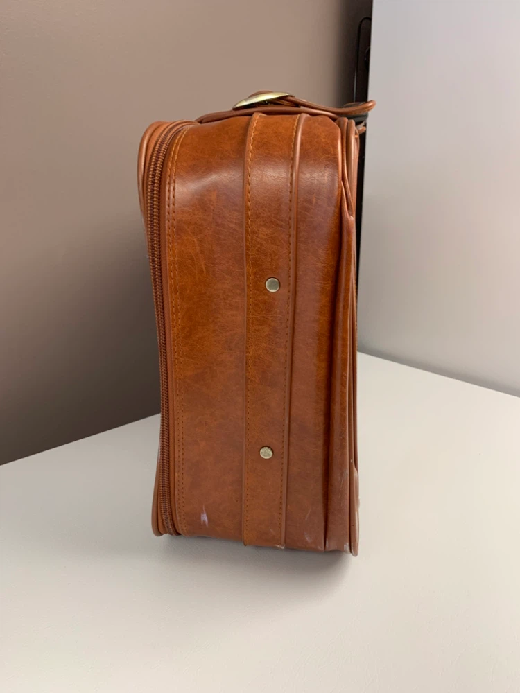 Vintage Brown Faux Leather Suitcase - photo 4