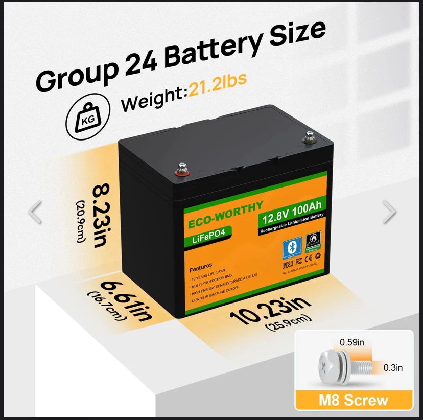 ECO-WORTHY LiFePO4 12.8V 100Ah Battery - photo 3