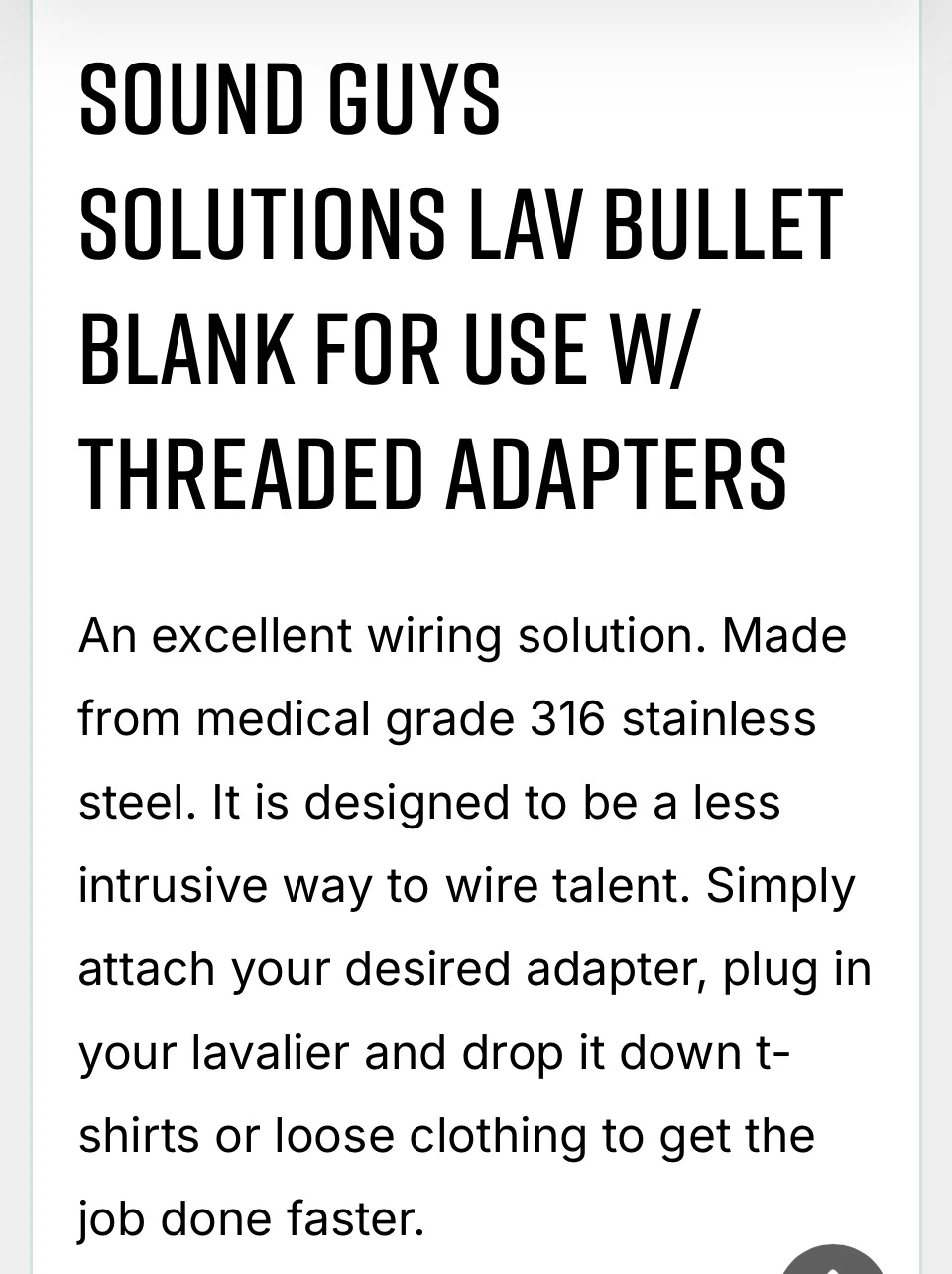 Sound Guys Solutions LAV-BULLET TA/MINI XLR Adapter - photo 3
