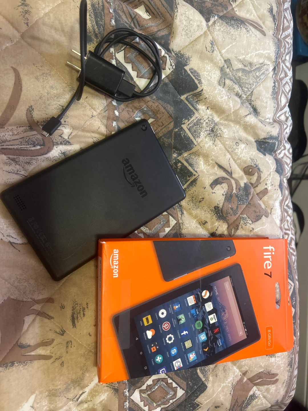 Amazon Fire 7 Tablet with Charger and Box