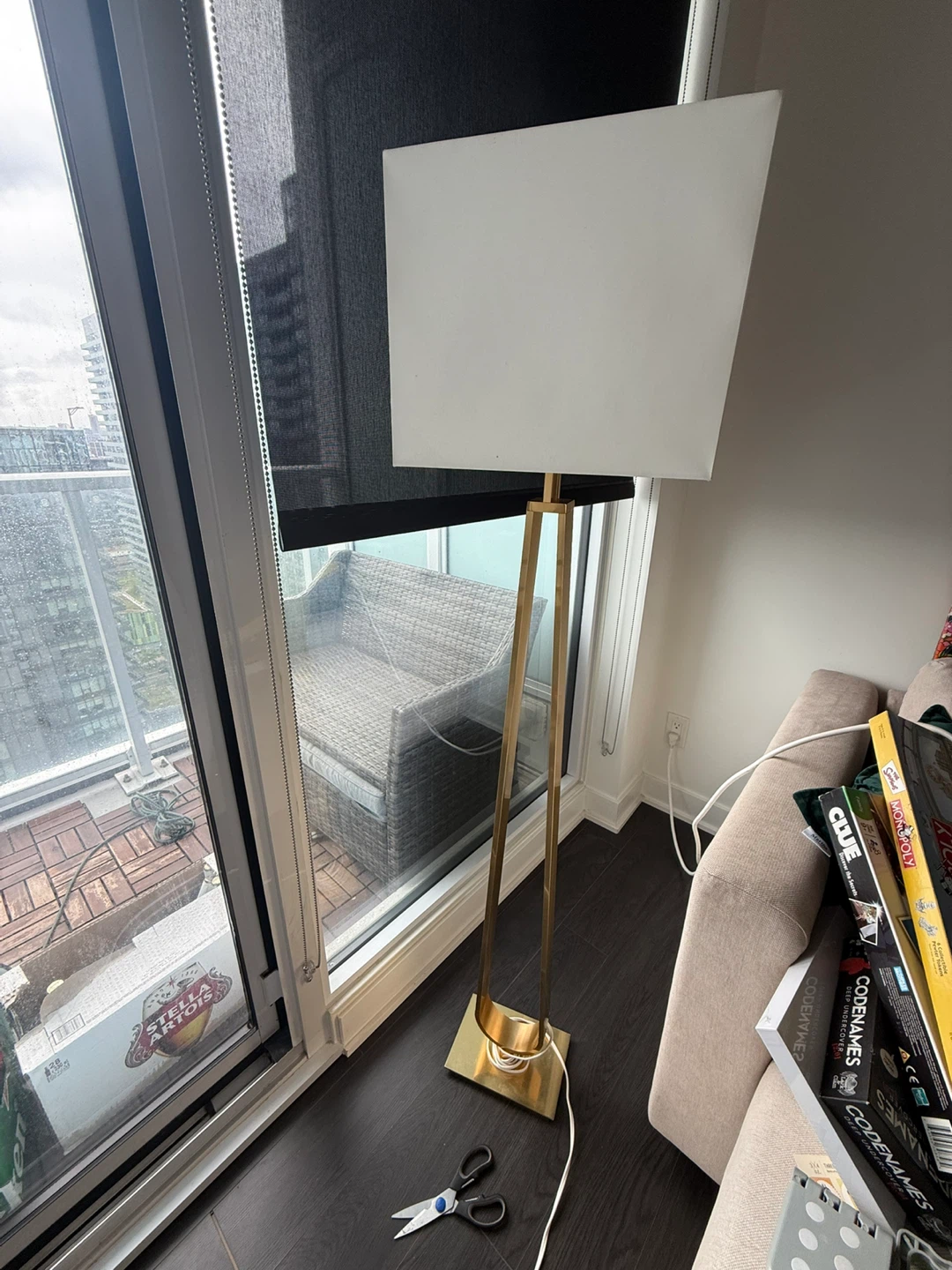 IKEA Gold Floor Lamp with White Shade