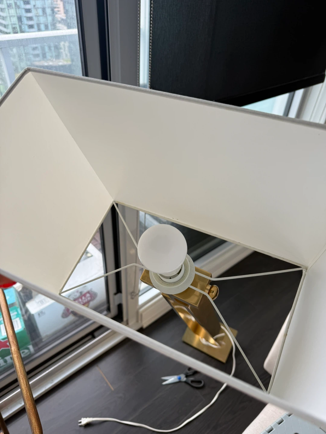 IKEA Gold Floor Lamp with White Shade - photo 2