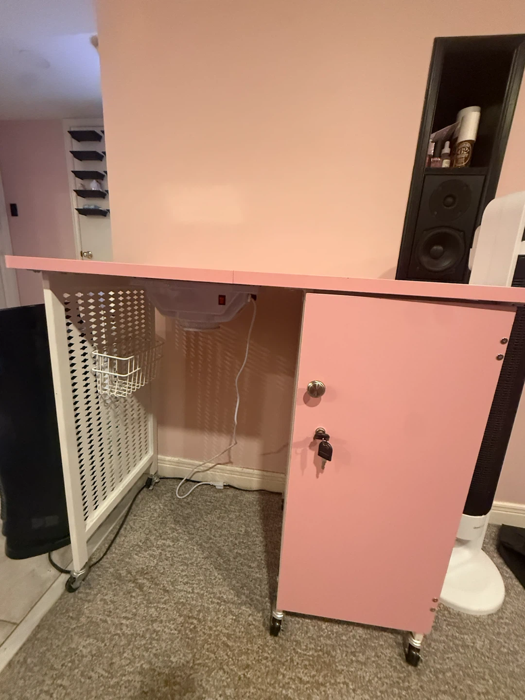 Pink Nail Tech Desk