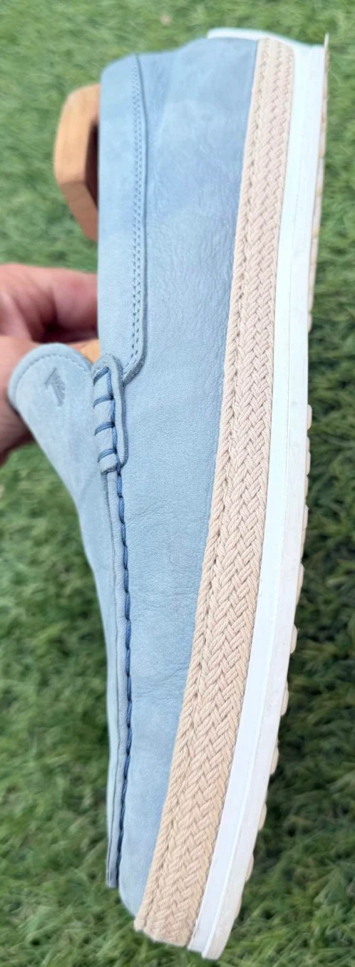 Tod's Light Blue Leather Espadrille Loafers Size 7.5 - photo 2