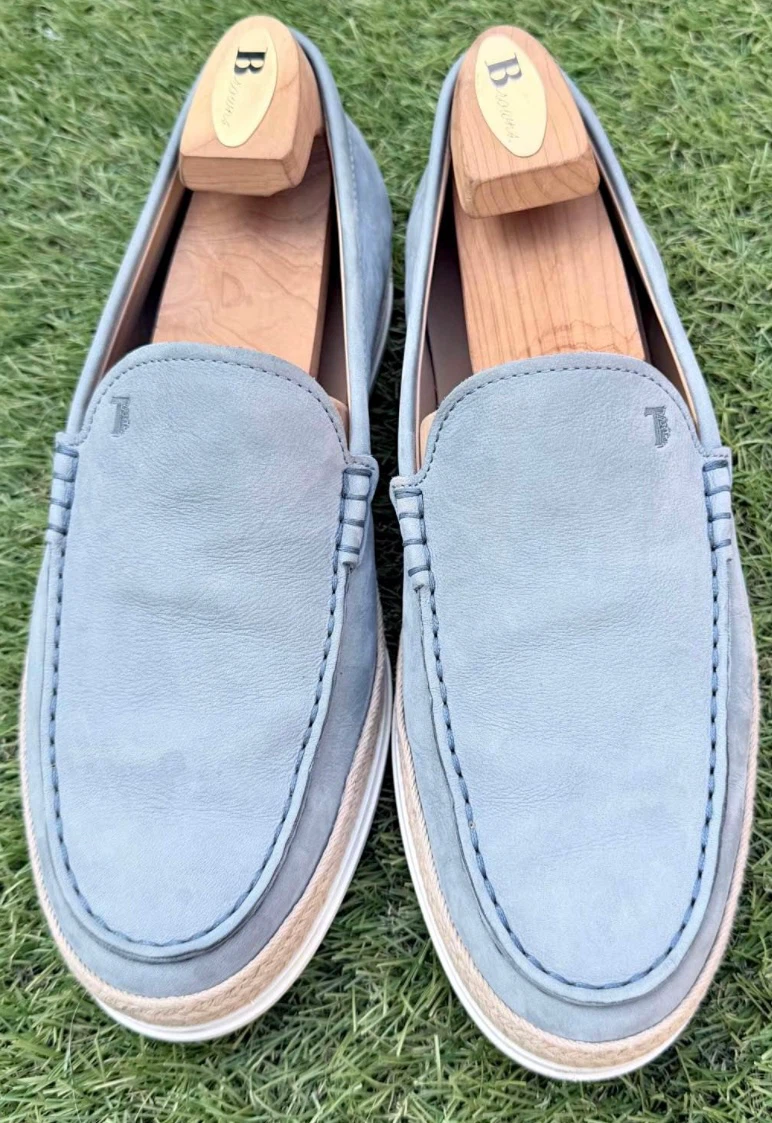 Tod's Light Blue Leather Espadrille Loafers Size 7.5 - photo 3