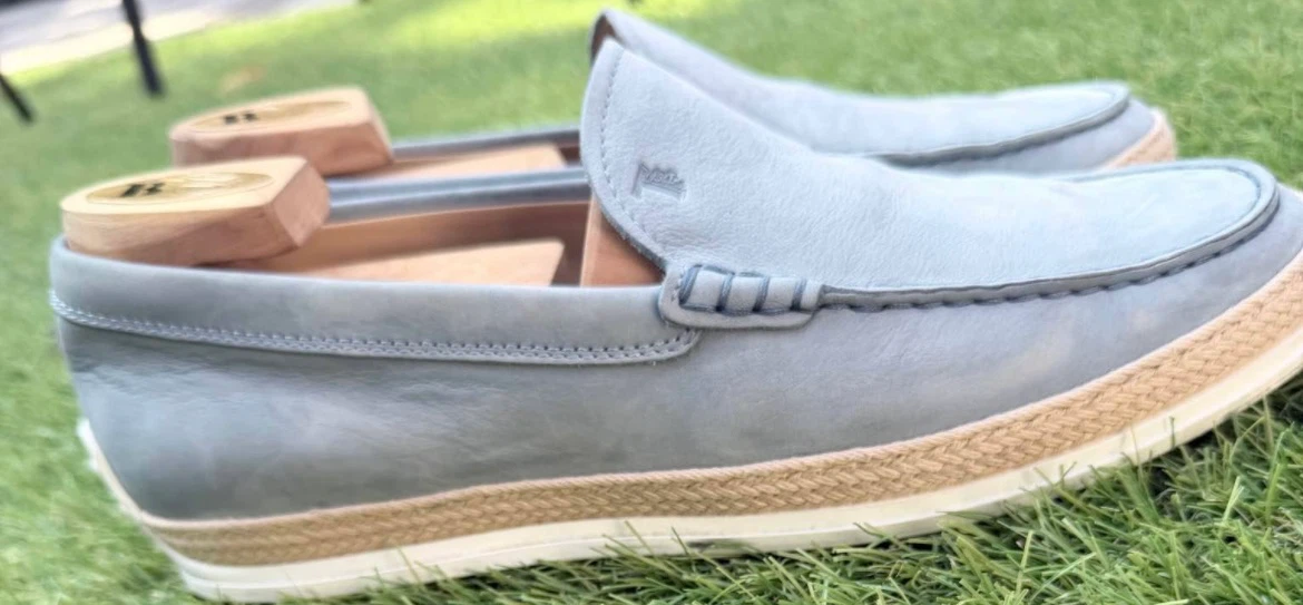 Tod's Light Blue Leather Espadrille Loafers Size 7.5 - photo 5