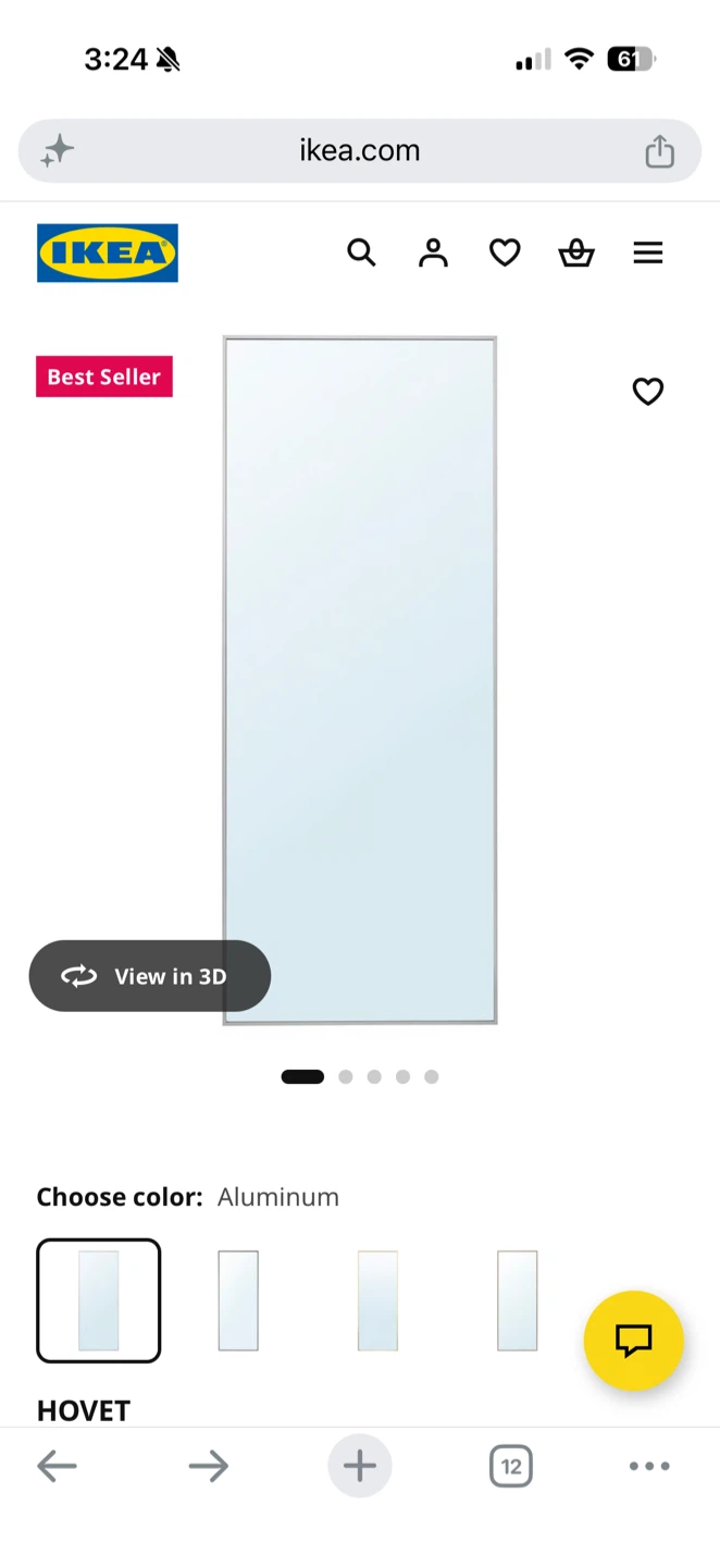 IKEA HOVET Aluminum Mirror