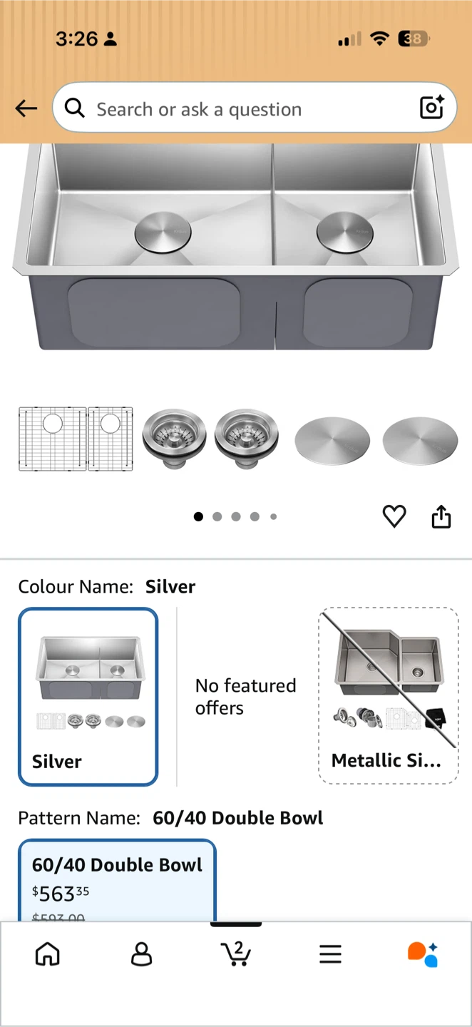 Kraus 60/40 Double Bowl Undermount Kitchen Sink Silver