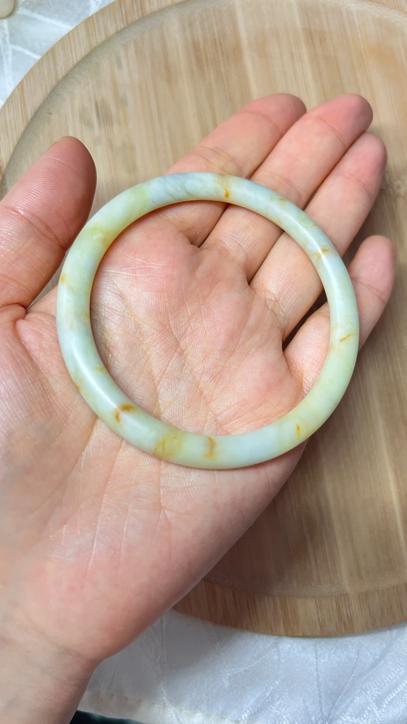 White natural jade bangle - photo 5