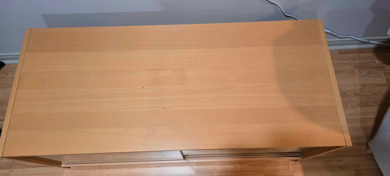 Light Wood TV Stand with Glass Doors - photo 2