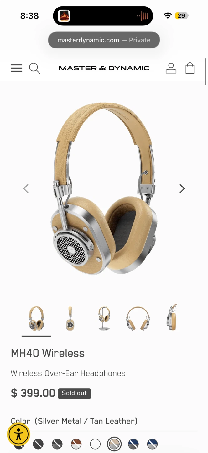 Master & Dynamic MH40 Wireless Headphones - Tan Leather - photo 3