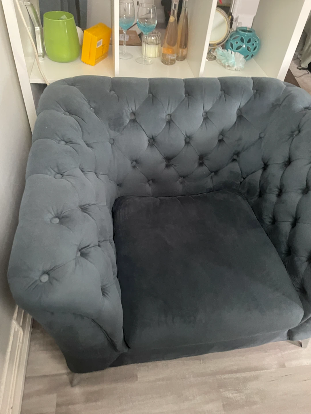 Dark Teal Tufted Accent Chair - photo 2