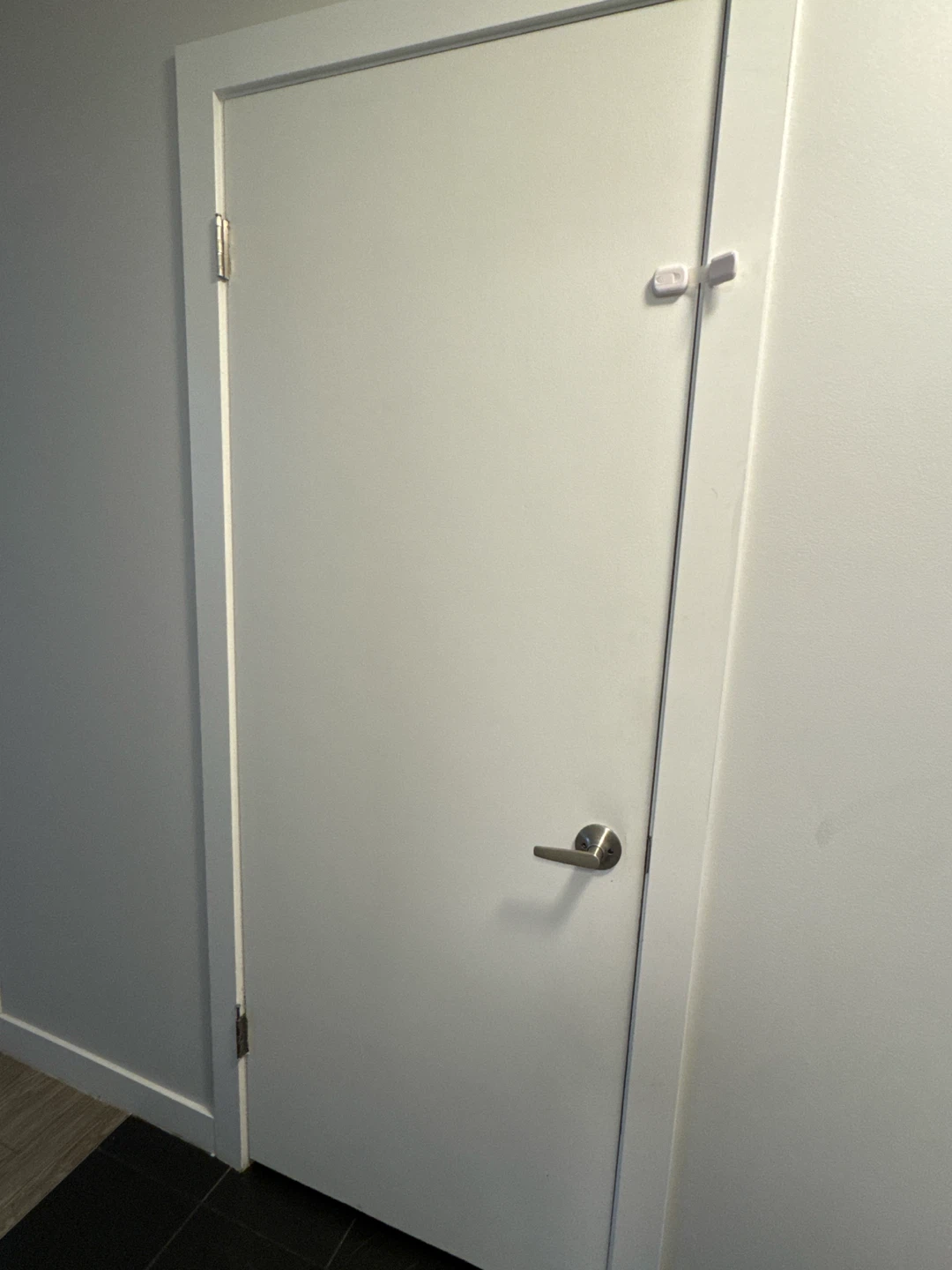 White Interior Door with door lever and door casing