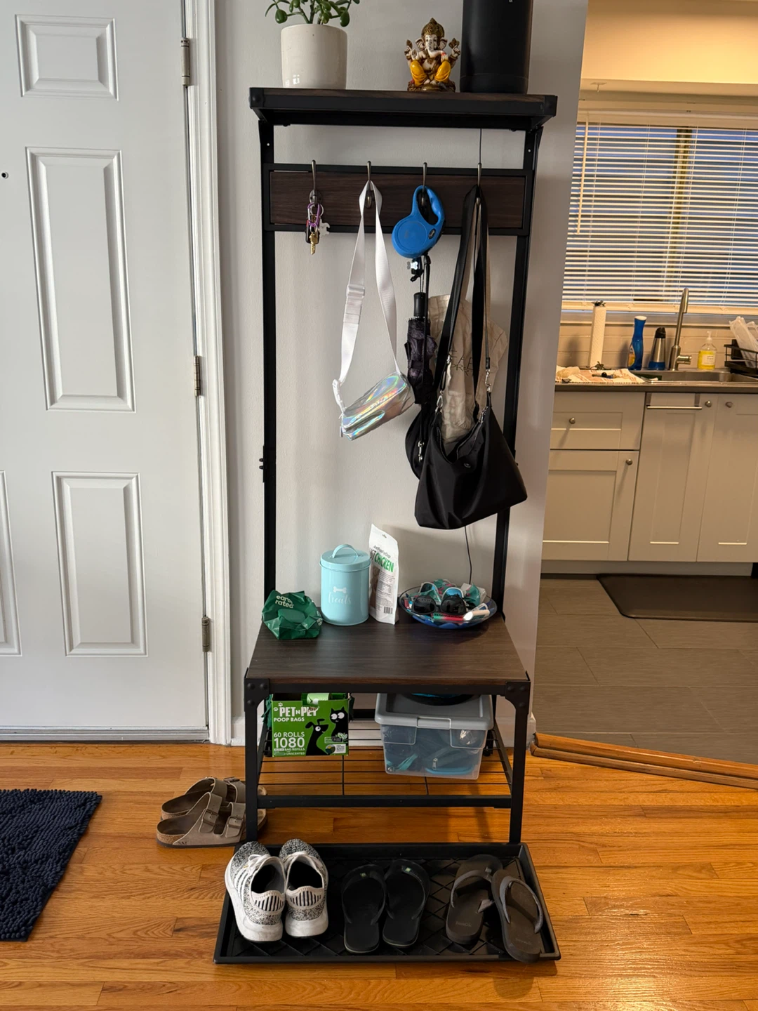 Entryway Bench / Hall Tree with Shelf & Hooks