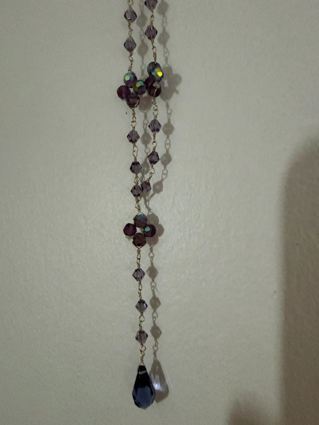 Purple Beaded Chain Necklace handmade 925 silver