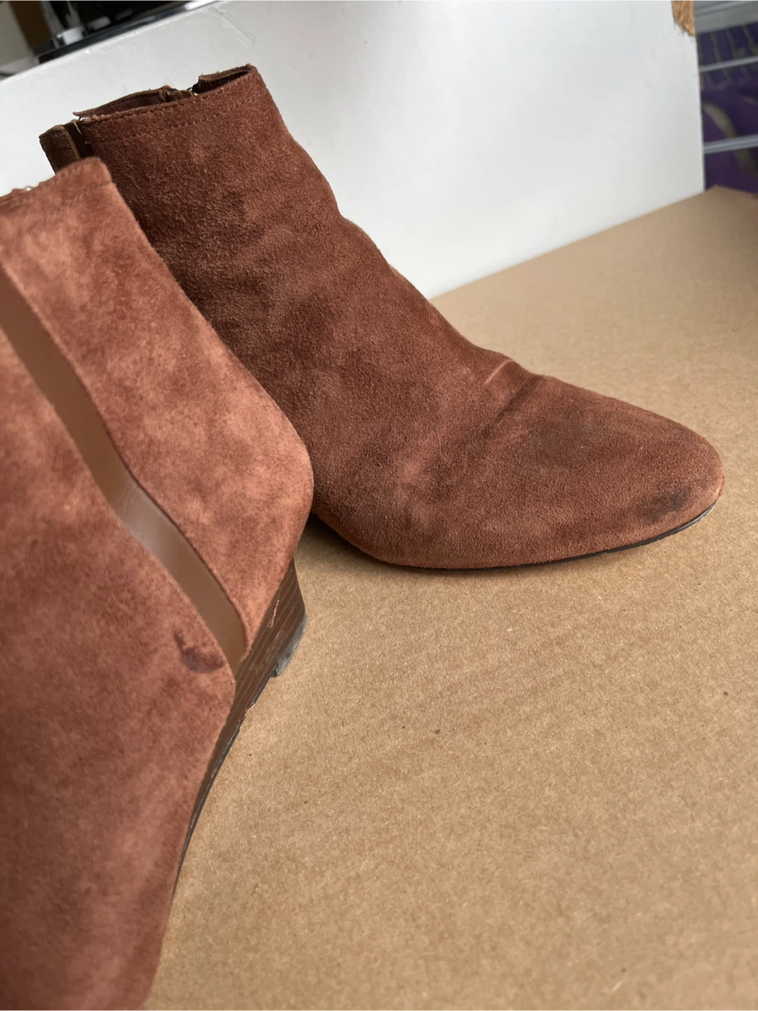 Brown Suede Wedge Ankle Boots - photo 5