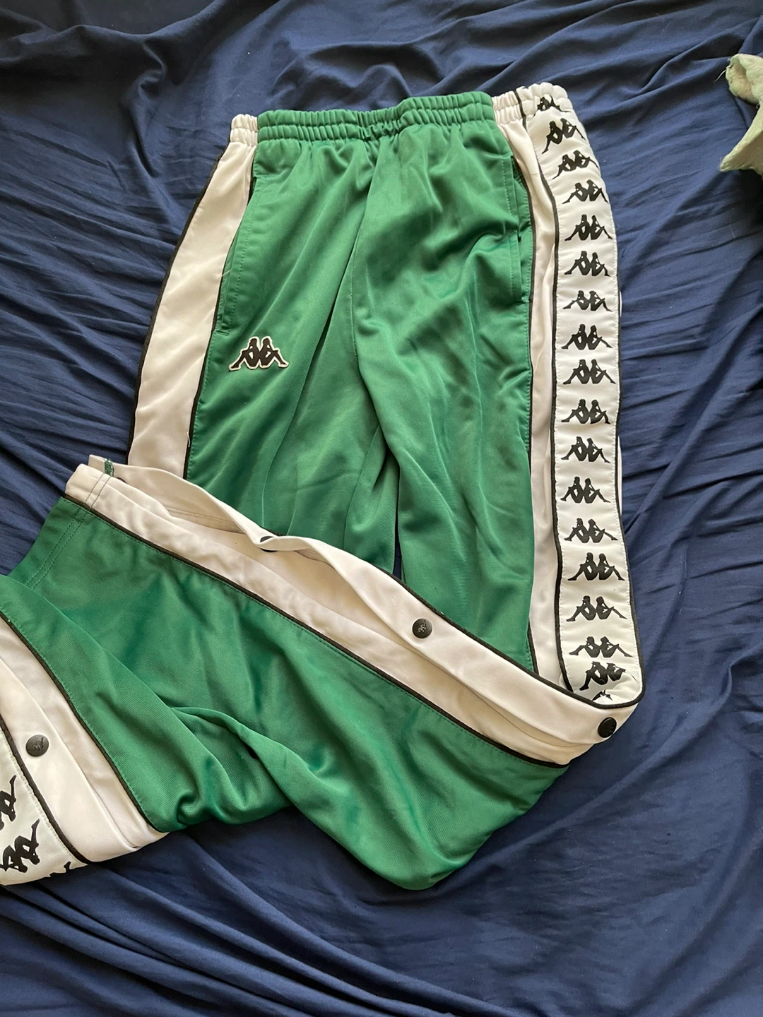 Kappa Track Pants Snap Button Green White